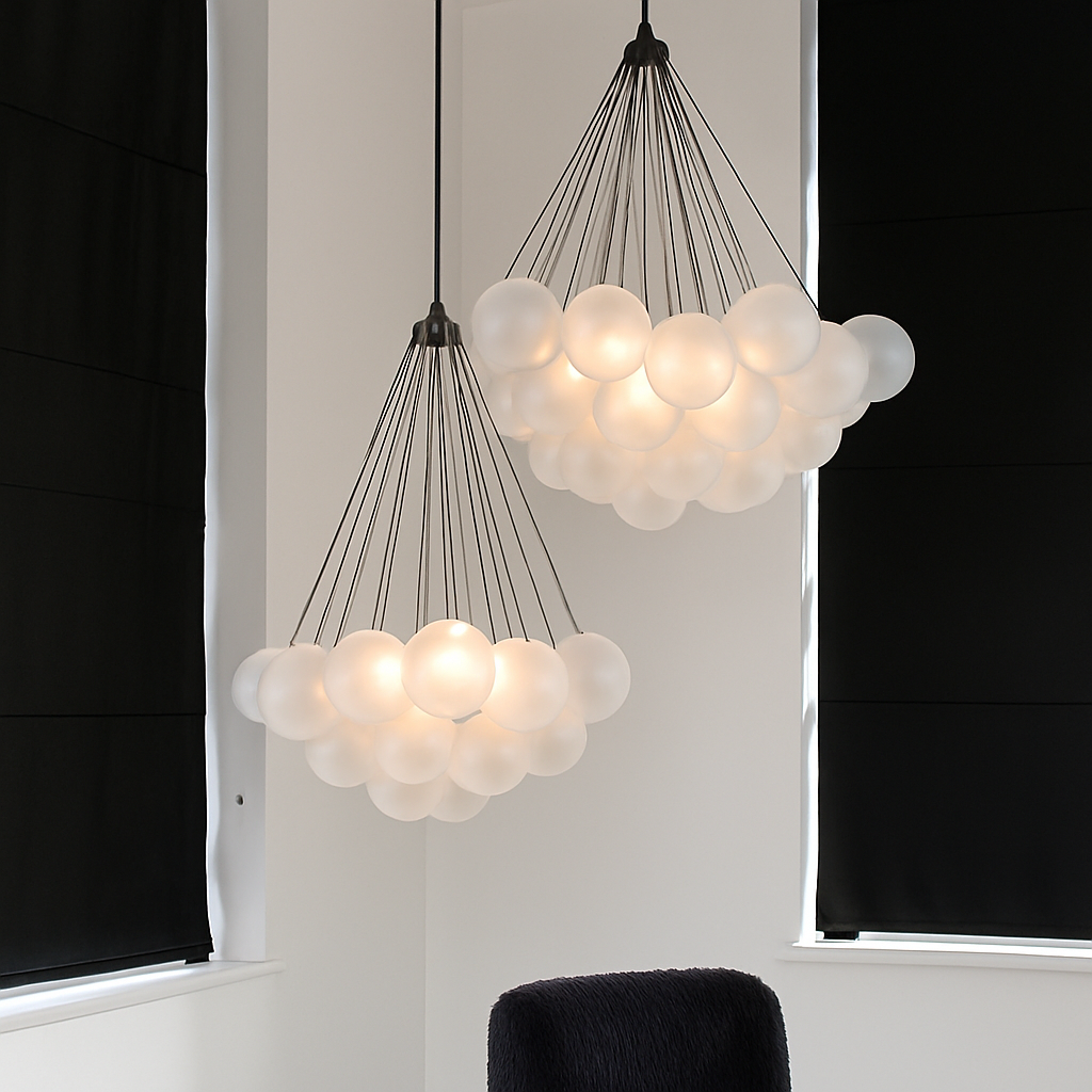 lustre moderne en verre dépoli avec suspension - vue 4 sur 10