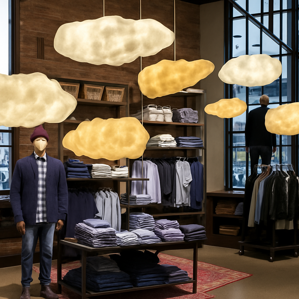 lustre moderne led en forme de nuage flottant pour restaurant - vue 4 sur 25
