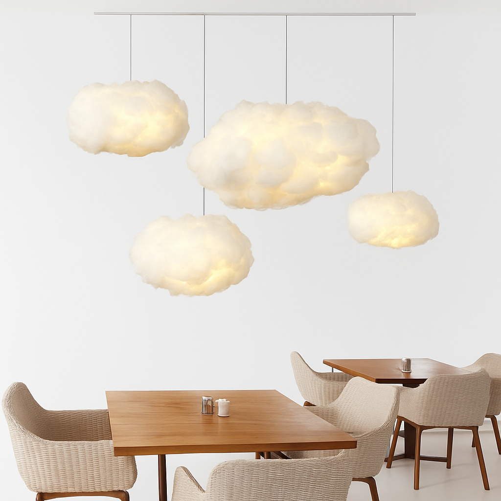 lustre moderne led en forme de nuage flottant pour restaurant - vue 5 sur 25