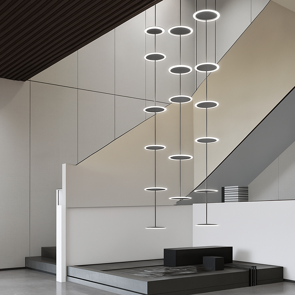 lustre moderne à led pour escalier design et élégant - vue 6 sur 13