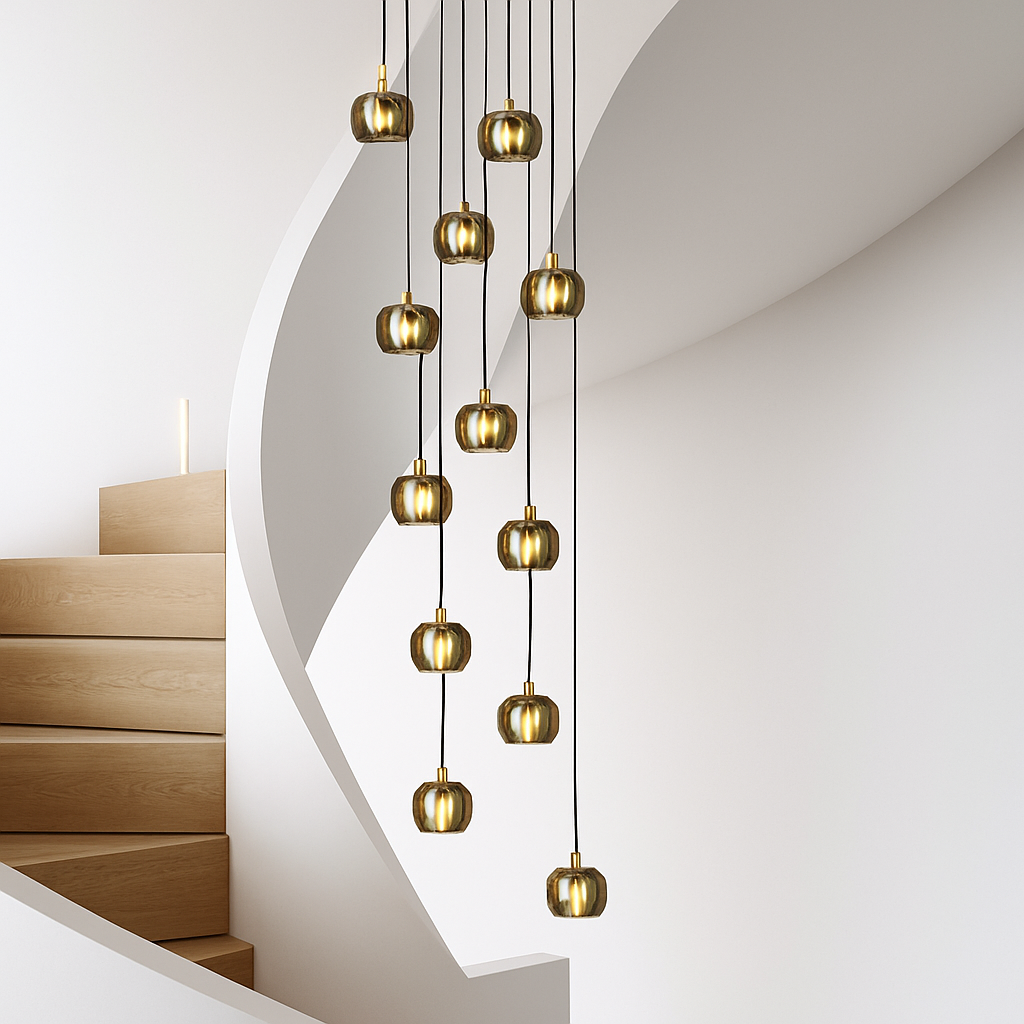 lustre moderne noir et doré éclairage led design élégant - vue 4 sur 14