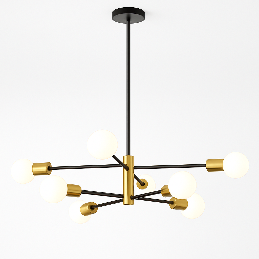 lustre moderne spoutnik satellite à 2/4/8 têtes suspendu - vue 6 sur 10