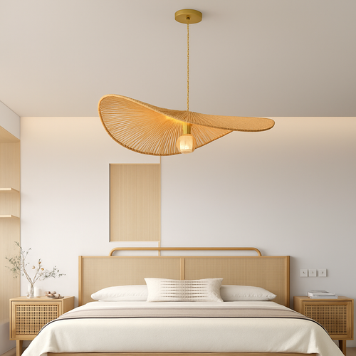 lustre nordique en paille pour décoration moderne intérieure