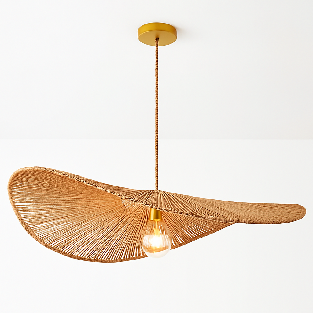 lustre nordique en paille pour décoration moderne intérieure - vue 6 sur 9