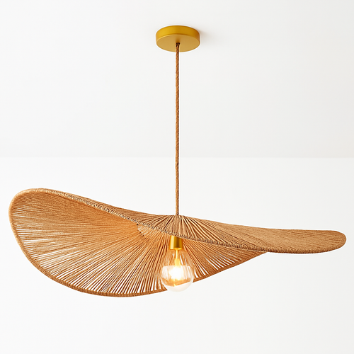 lustre nordique en paille pour décoration moderne intérieure
