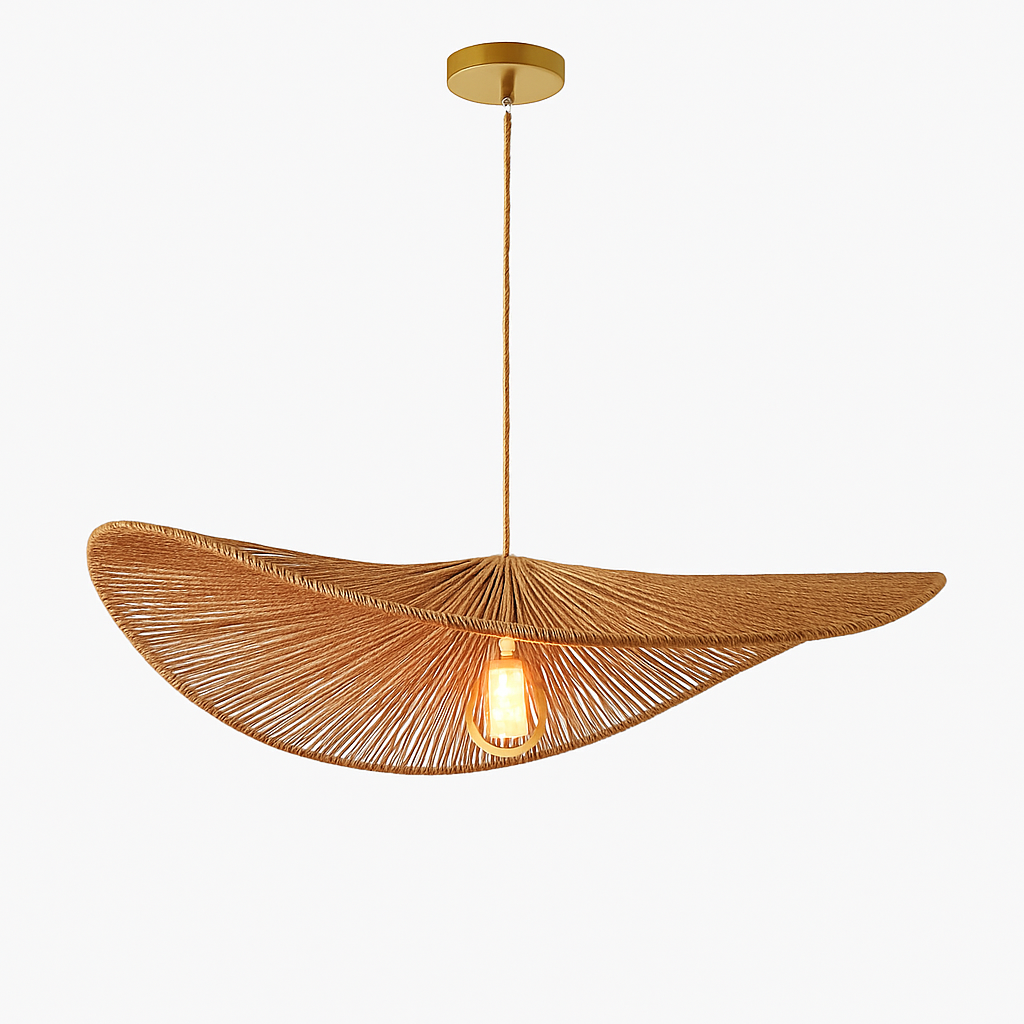 lustre nordique en paille pour décoration moderne intérieure