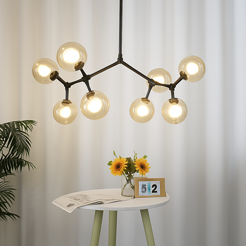 lustre nordique led créatif avec abat-jour multicolore en verre - vue 3 sur 11