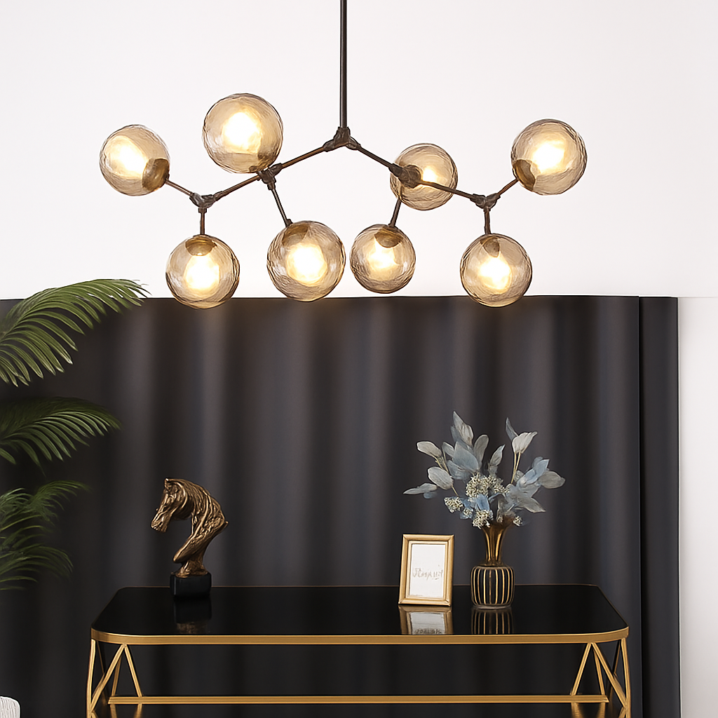 lustre nordique led créatif avec abat-jour multicolore en verre - vue 4 sur 11