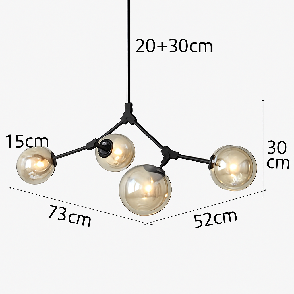 lustre nordique led créatif avec abat-jour multicolore en verre - vue 8 sur 11