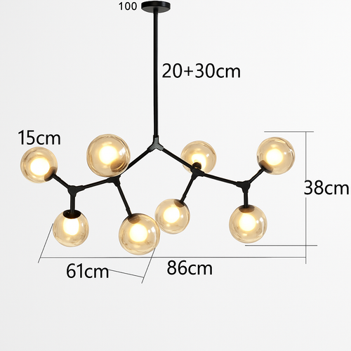 lustre nordique led créatif avec abat-jour multicolore en verre - vue 10 sur 11