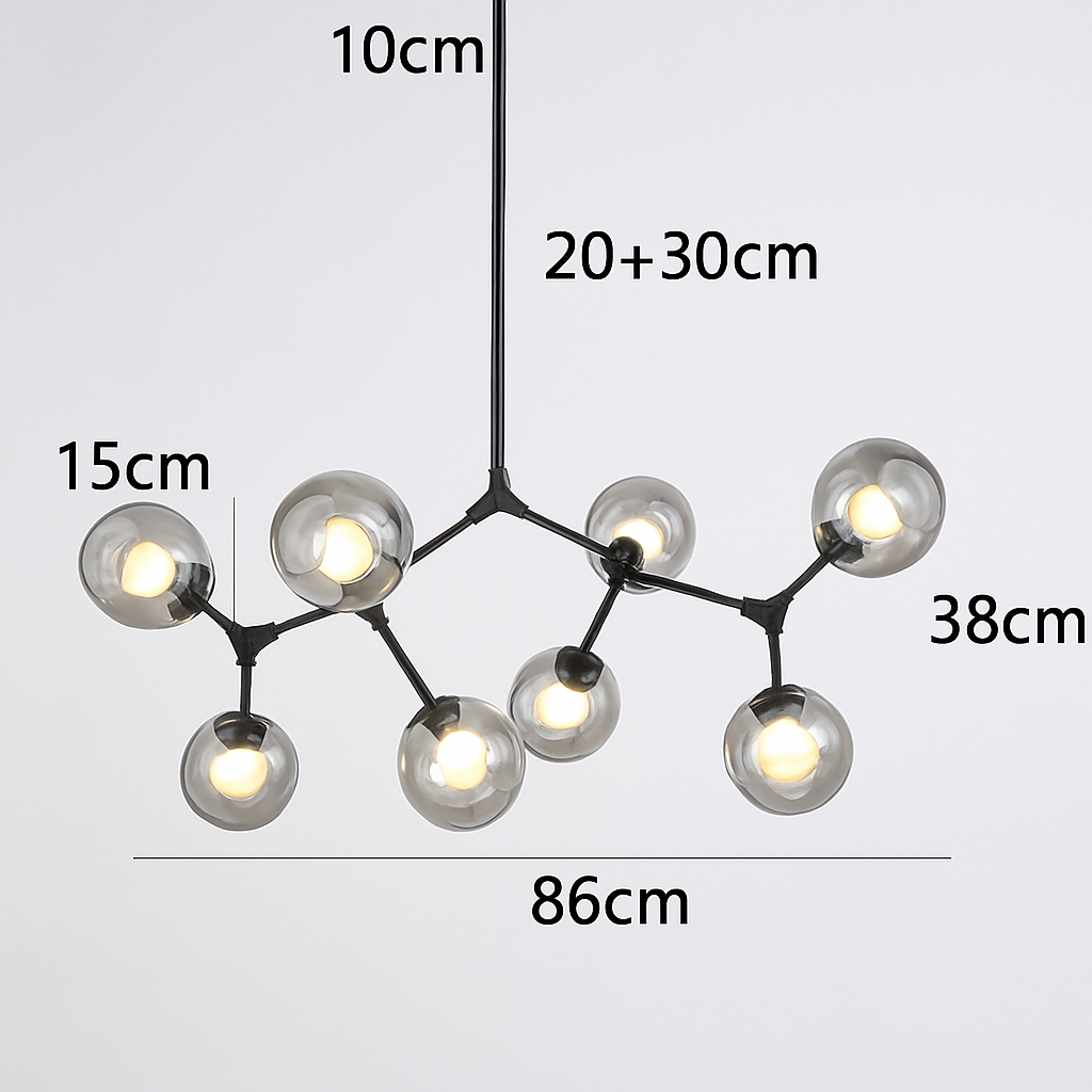 lustre nordique led créatif avec abat-jour multicolore en verre - vue 10 sur 11