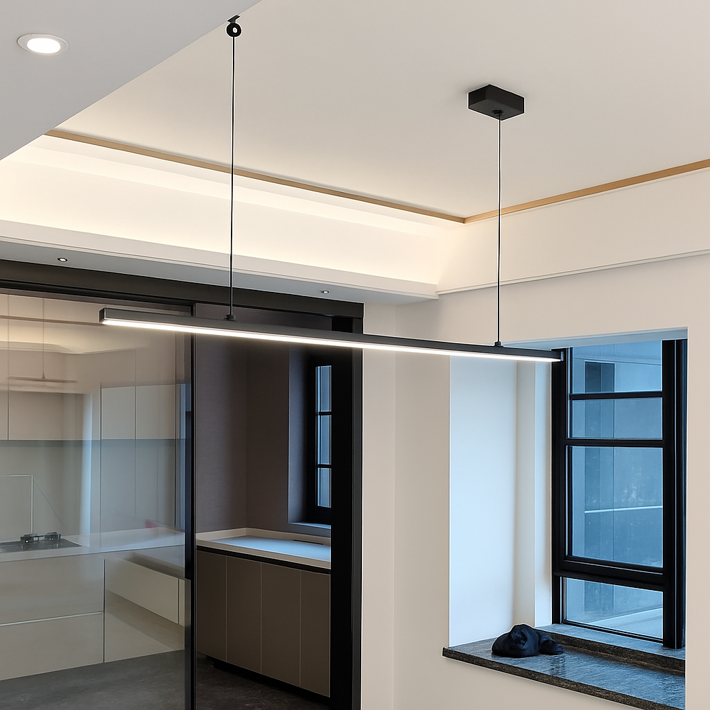 Lustre nordique moderne minimaliste design bureau long bar salle à manger LED