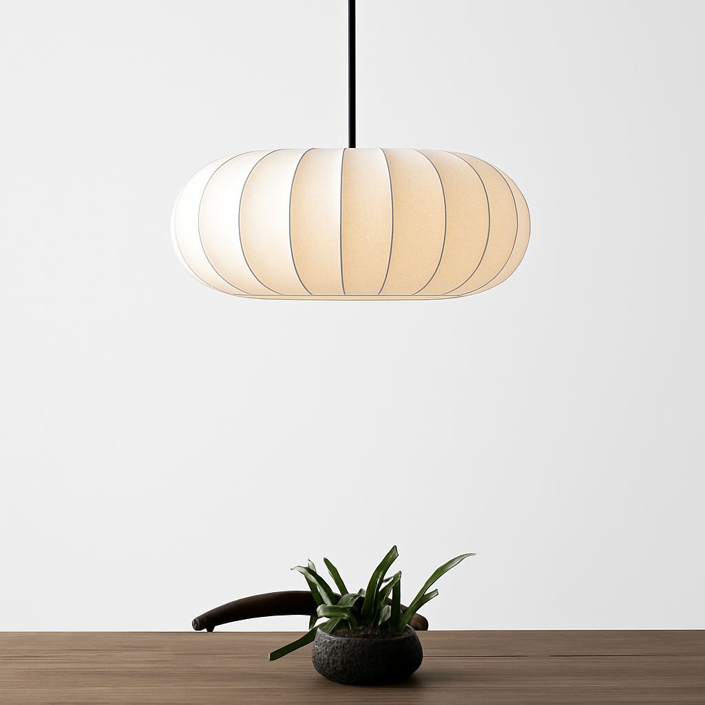 lustre nordique simple wabi sabi en soie led loft - vue 4 sur 10