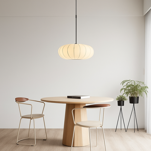 lustre nordique simple wabi sabi en soie led loft - vue 5 sur 10