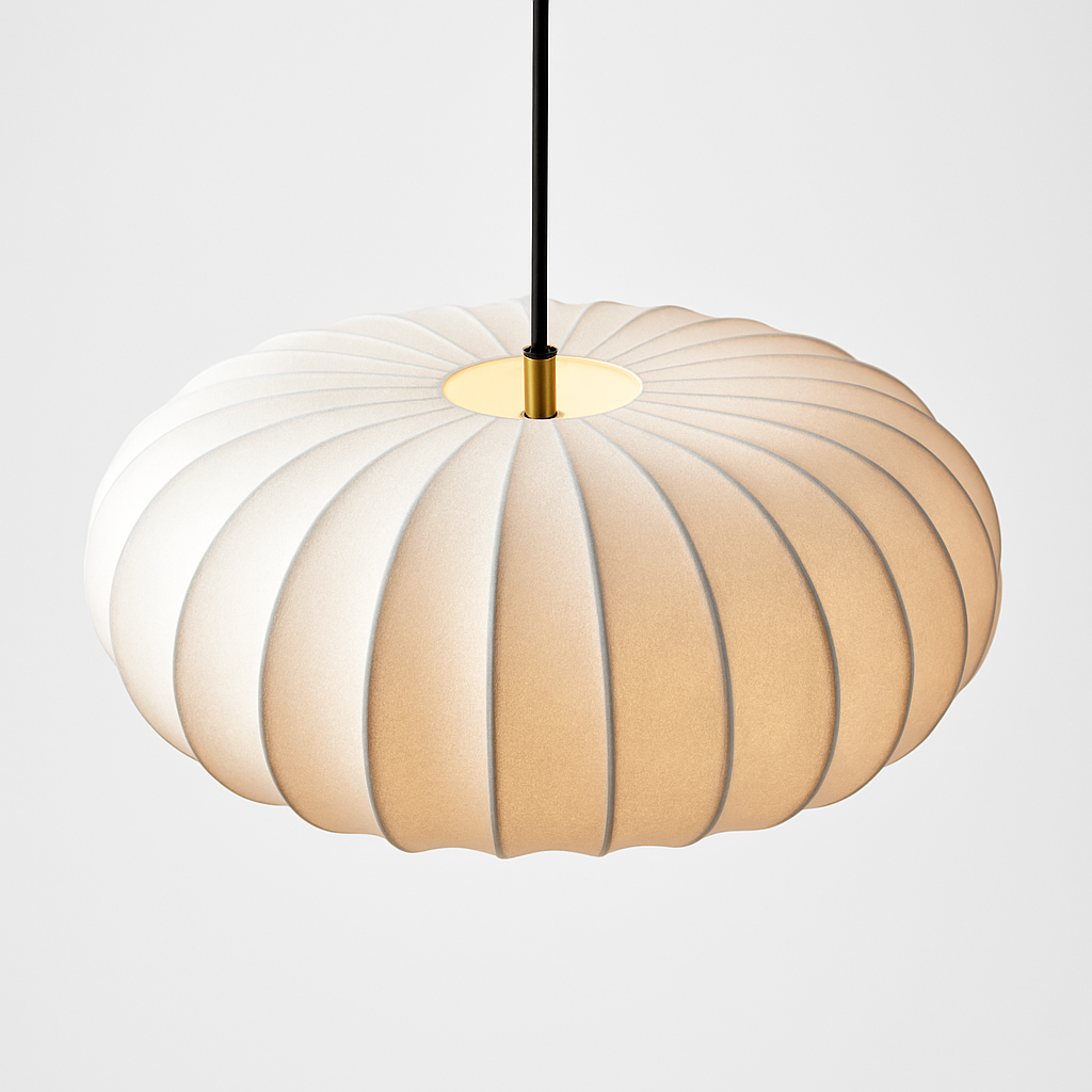 lustre nordique simple wabi sabi en soie led loft - vue 6 sur 10