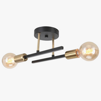 plafonnier rétro en fer forgé LED noir et or E27 lumière salon barre décoration moderne luminaire maison