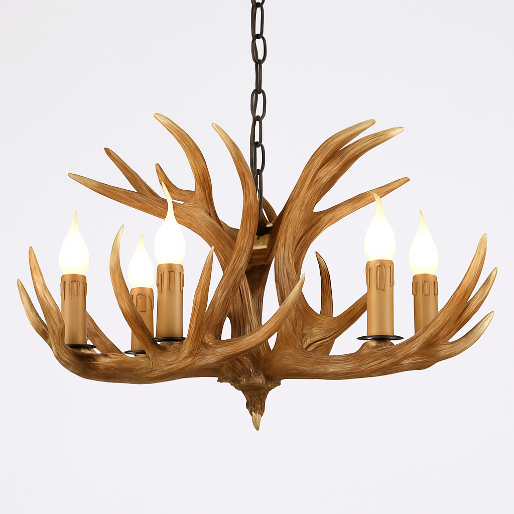 lustre Rétro résine bois salon Restaurant Bar 4/6/9 bras marron blanc E14 corne de cerf lumières décoration de la maison - vue 18 sur 18