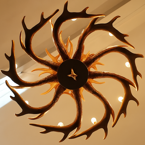 lustre Rétro résine bois salon Restaurant Bar 4/6/9 bras marron blanc E14 corne de cerf lumières décoration de la maison - vue 4 sur 18