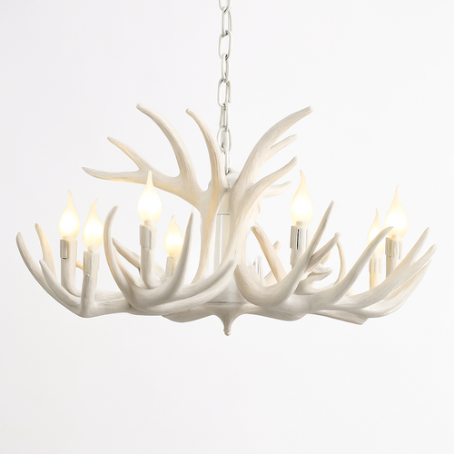 lustre Rétro résine bois salon Restaurant Bar 4/6/9 bras marron blanc E14 corne de cerf lumières décoration de la maison - vue 10 sur 18
