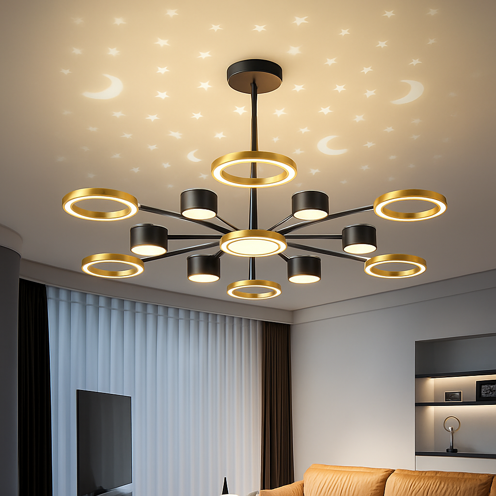 lustre romantique étoilé moderne 6 lumières créatif - vue 3 sur 16