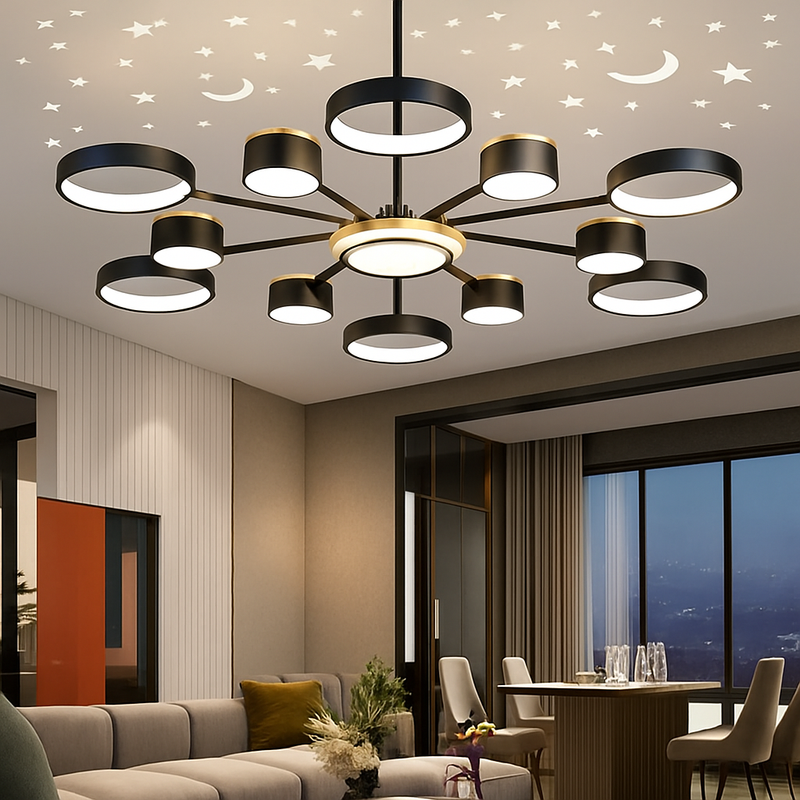 lustre romantique étoilé moderne 6 lumières créatif