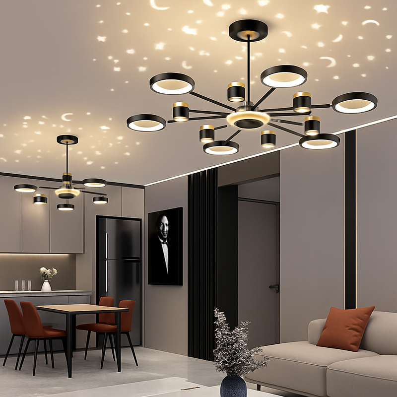 lustre romantique étoilé moderne 6 lumières créatif