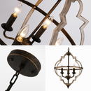 Lustre rustique en métal vintage avec lampes bougies