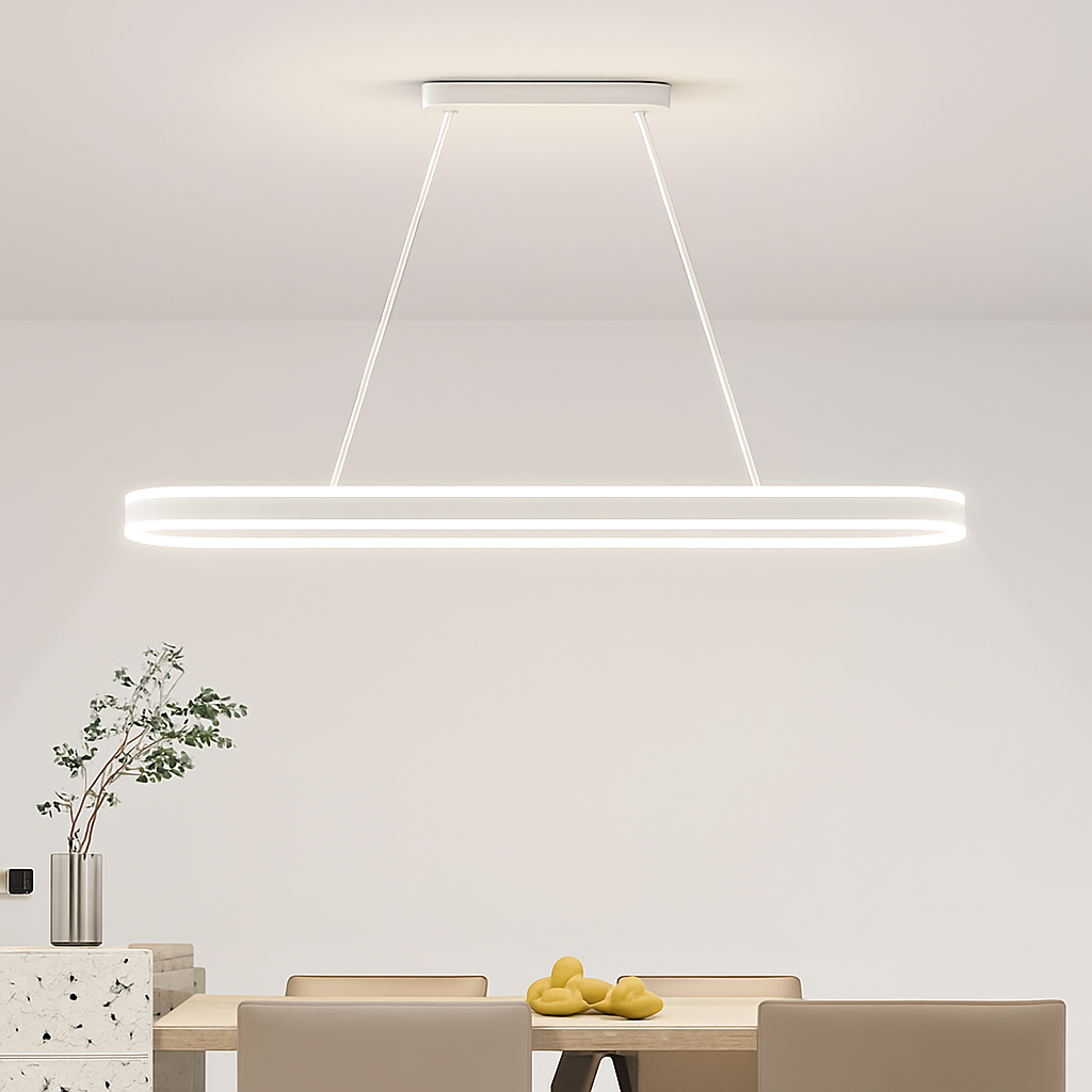lustre Simple blanc Long moderne LED salon salle à manger chambre Hall décor appareil ménager éclairage intérieur - vue 4 sur 15