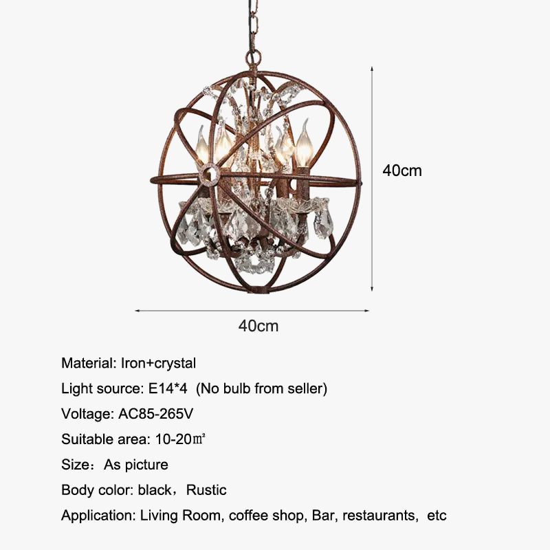 lustre style loft américain rétro en cristal pour bar restaurant