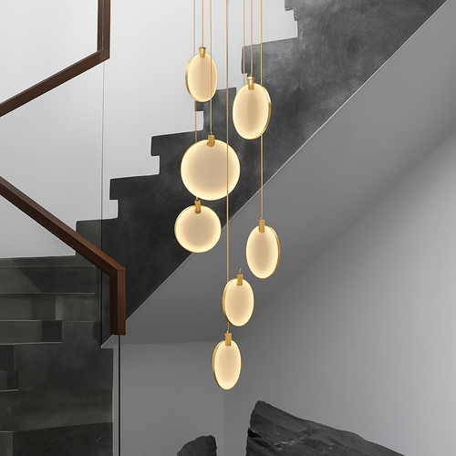 lustre suspendu moderne en marbre pour décoration ronde - vue 4 sur 10