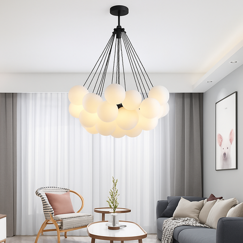 lustre suspendu moderne en verre pour décoration intérieure - vue 4 sur 7