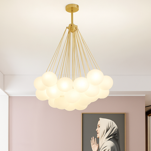 lustre suspendu moderne en verre pour décoration intérieure - vue 7 sur 7