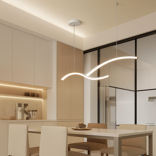 lustre suspendu moderne led avec abat-jour acrylique hyperbolique - vue 3 sur 12