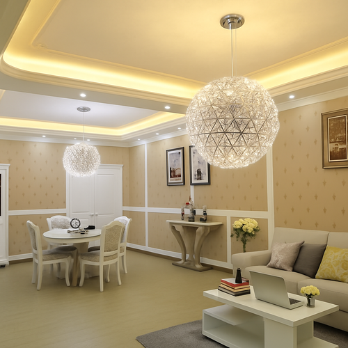 lustre suspension loft en acier inoxydable led spark ball - vue 5 sur 8