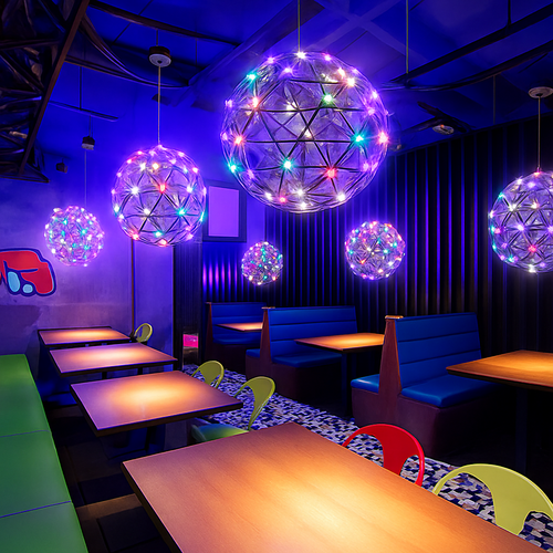 lustre suspension loft en acier inoxydable led spark ball - vue 6 sur 8