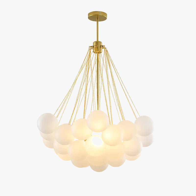 Lustre verre bulles 19/37 or noir suspendu moderne salon déco