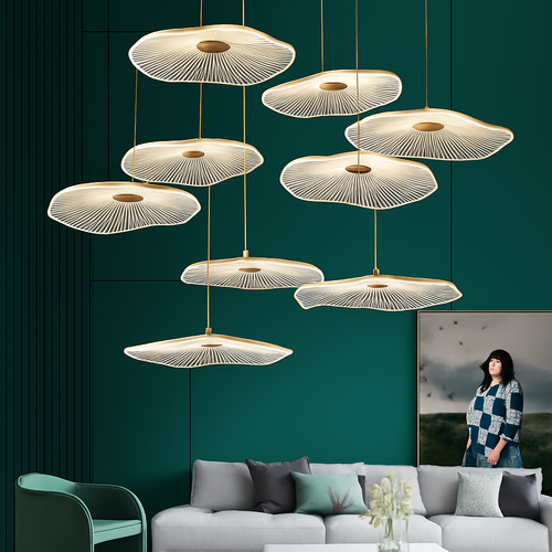 Lustre Villa Moderne Minimaliste Luxe Créatif Tournant Escalier Long