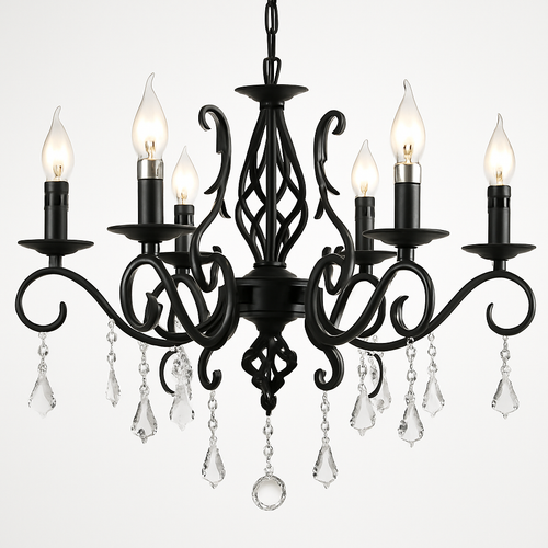 lustre vintage en cristal et fer forgé pour un éclairage élégant - vue 13 sur 15