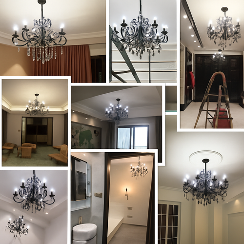 lustre vintage en cristal et fer forgé pour un éclairage élégant - vue 6 sur 15