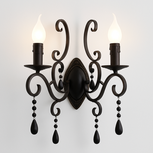 lustre vintage en cristal et fer forgé pour un éclairage élégant - vue 7 sur 15
