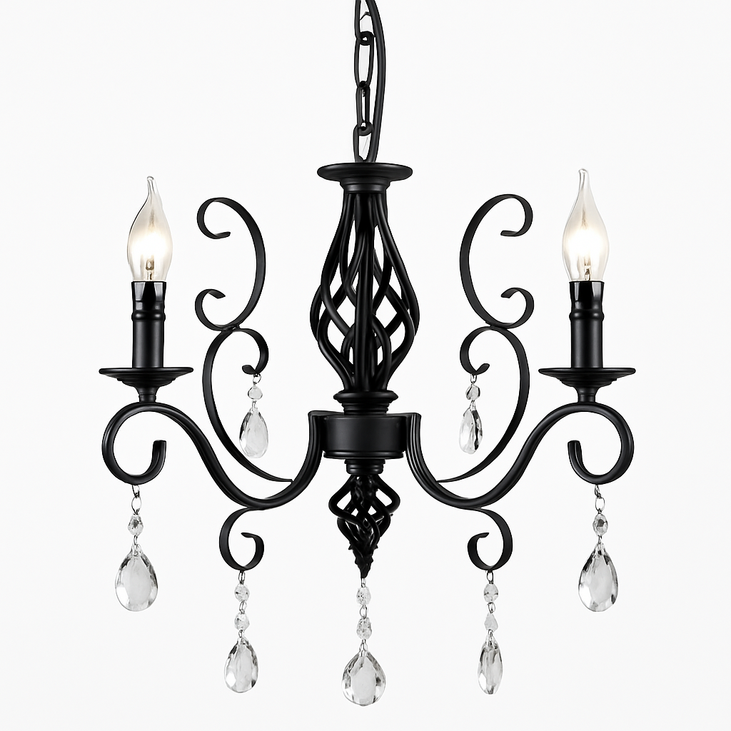 lustre vintage en cristal et fer forgé pour un éclairage élégant