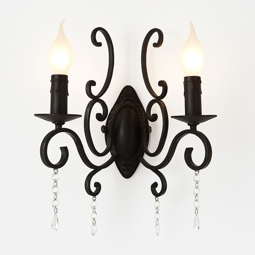 lustre vintage en cristal et fer forgé pour un éclairage élégant - vue 10 sur 15