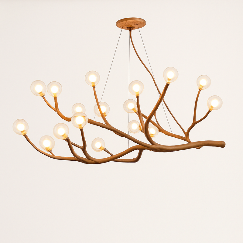 lustre vintage en résine avec branches d'arbre led