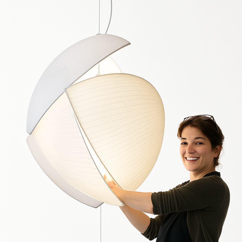 lustre wabi-sabi led en soie japonaise pour décoration maison - vue 7 sur 6