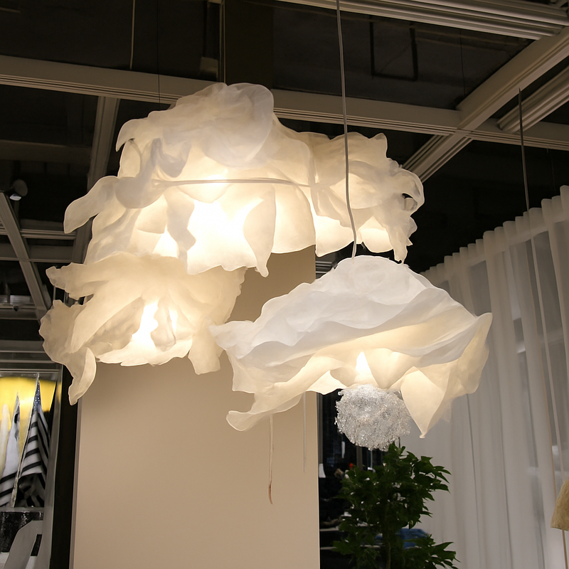 Lustres en papier blanc design fleur