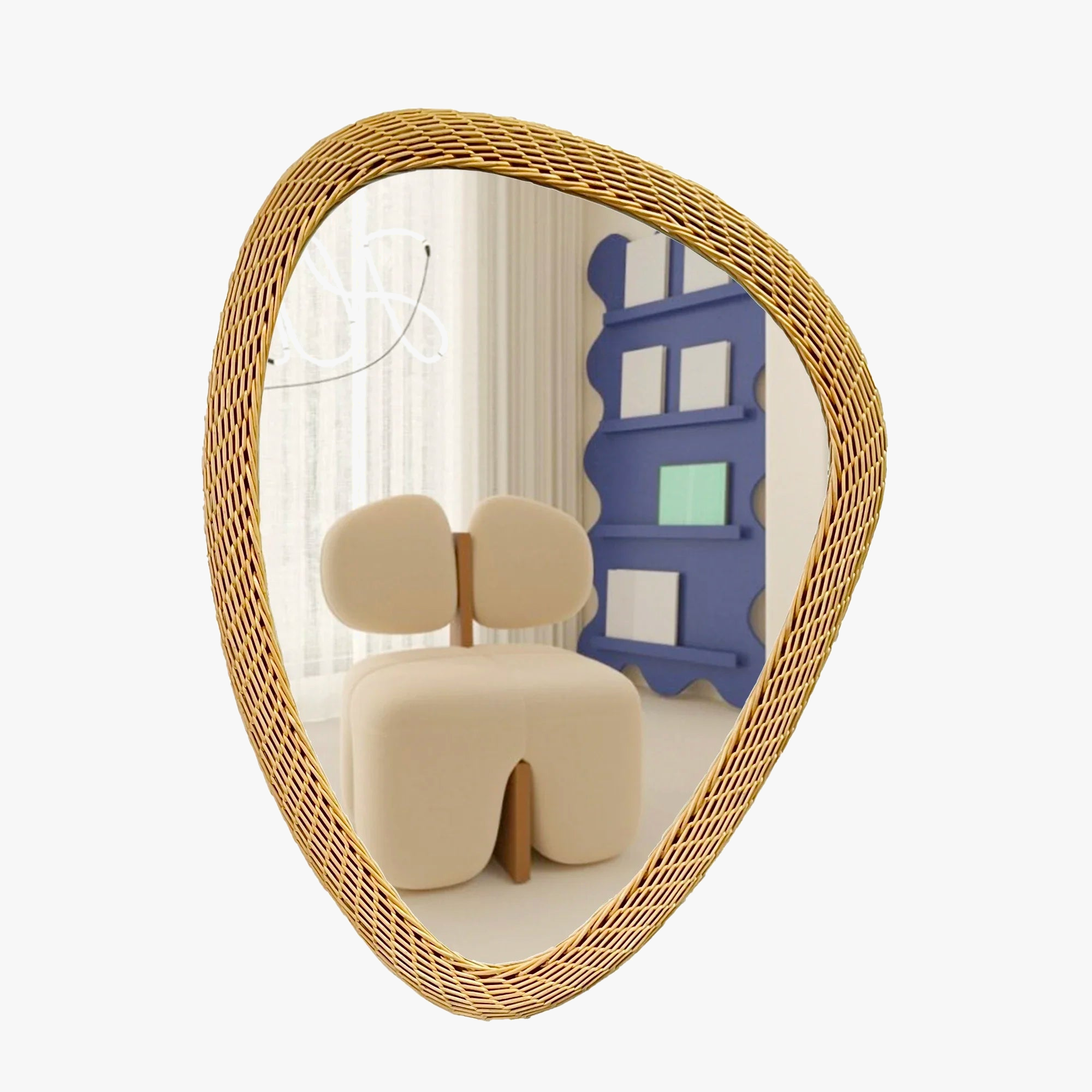 miroir bohème tissé en rotin fait main décoration artisanale