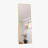 miroir cosmétique en verre trempé avec cadre doré en aluminium