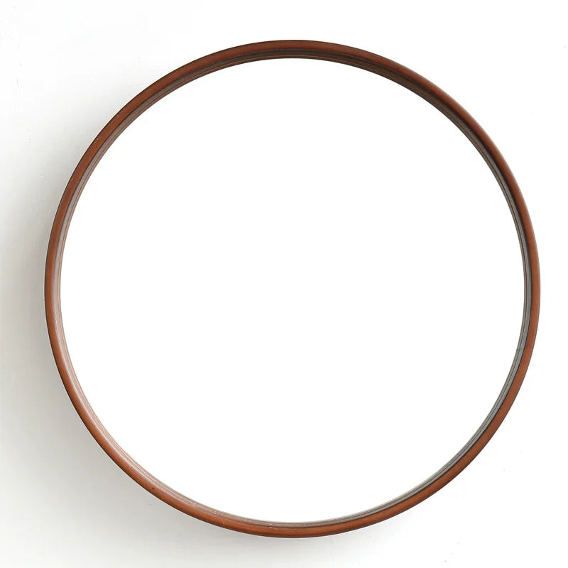 miroir en bois coréen design nordique rond suspendu pour maquillage