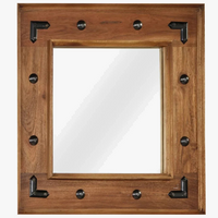 miroir en bois d'acacia massif pour décoration murale intérieure