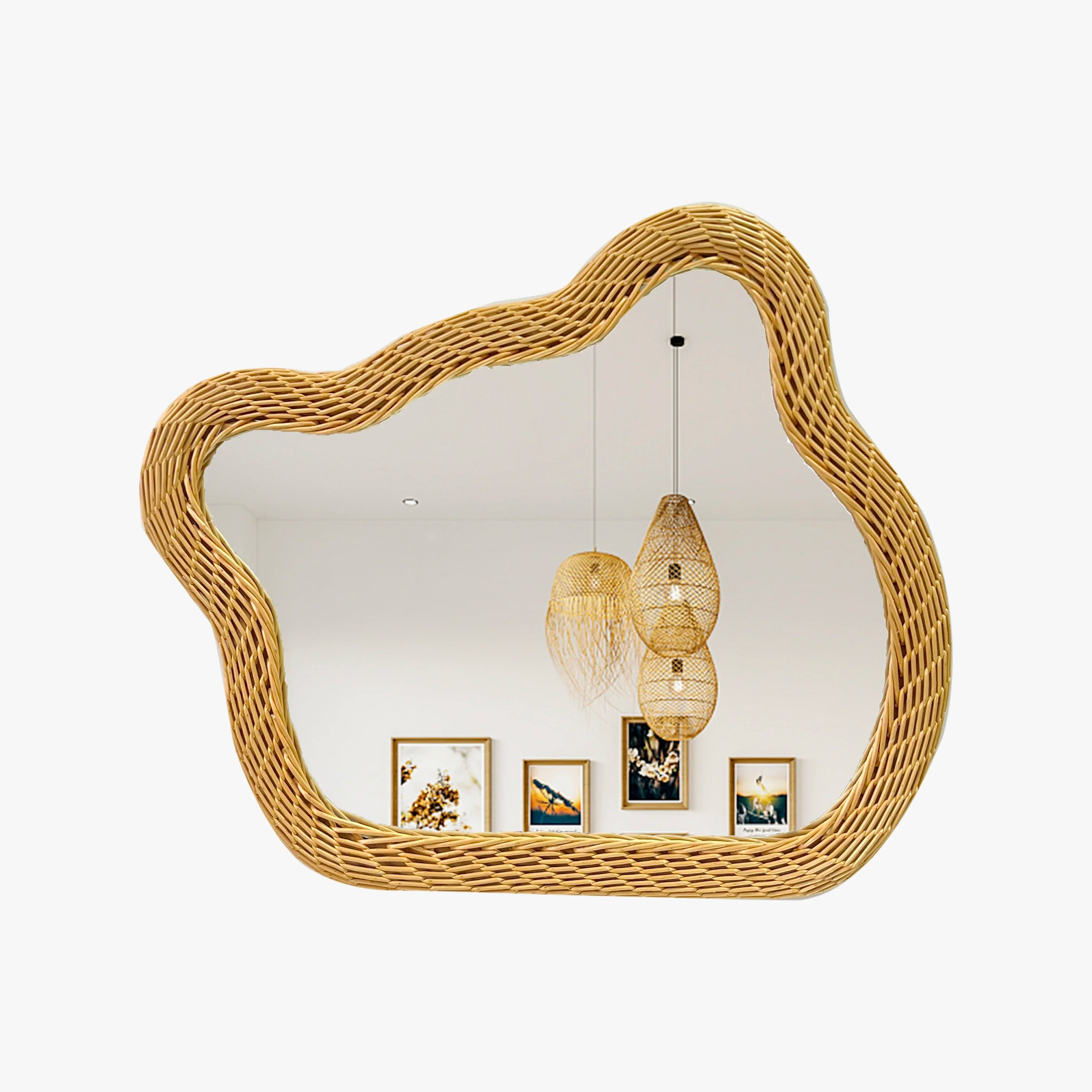 miroir en rotin ours design luxueux à suspendre au mur